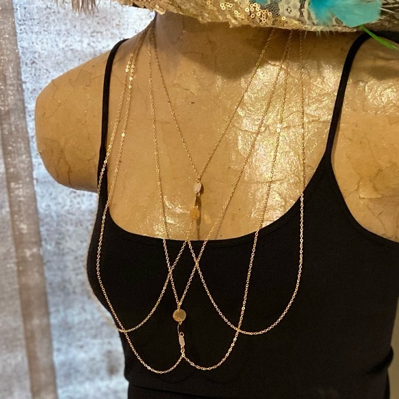 Gold Statement Body Chain Sexy Necklace - Picture 4 of 11